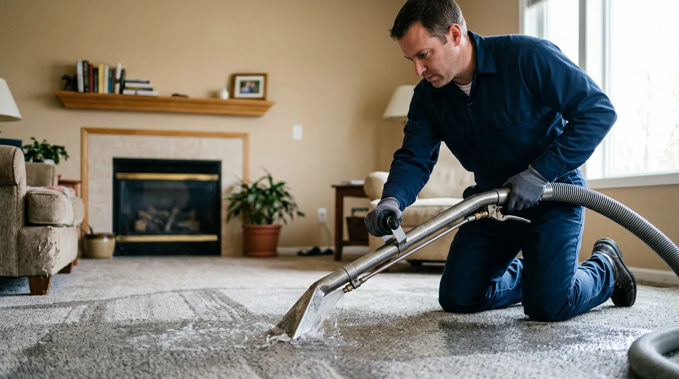 Water damage restoration technician working near Blue Jay, CA